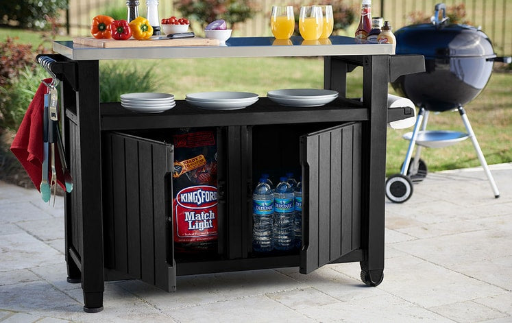 Load image into Gallery viewer, Outdoor Grill Cart with Storage
