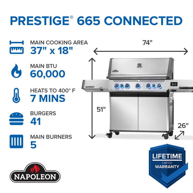Load image into Gallery viewer, Napoleon Prestige 665 Connected RSIB with Infrared Side and Rear Burner
