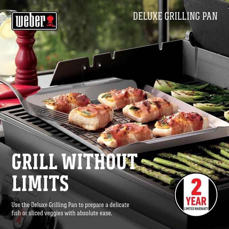 Load image into Gallery viewer, Weber Deluxe Stainless Steel Grilling Pan Rectangle
