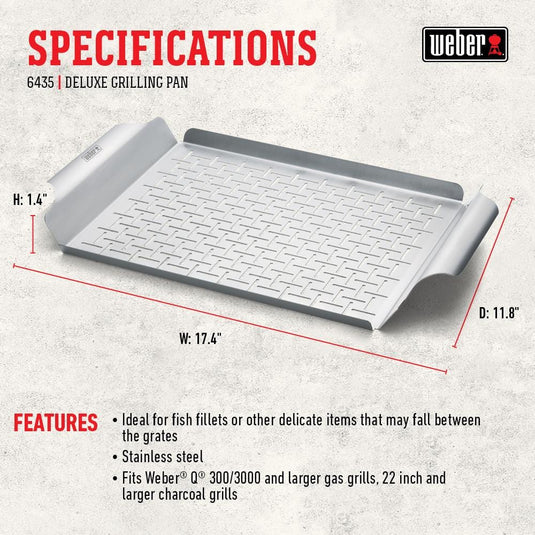 Weber Deluxe Stainless Steel Grilling Pan Rectangle – bbqbarnarlington